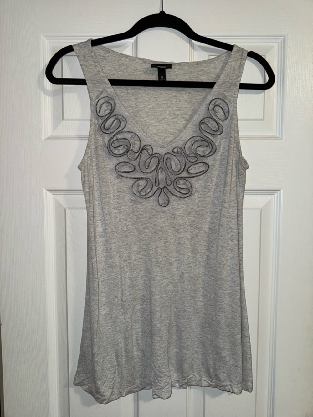 Mossimo Supply Co. Light Gray Decorative Loop Neck Tank